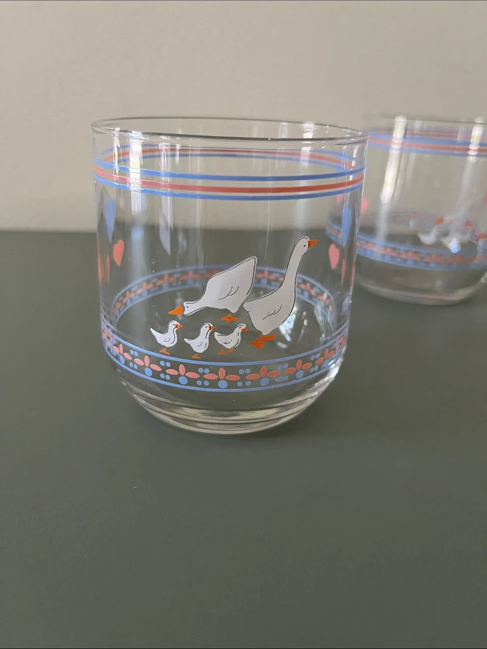 Vintage Luminarc “Hearts ‘N Geese” Juice Glasses from 1980’s Set-4